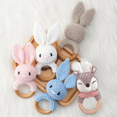 Animal Crochet Rattle Baby Toys Baby Car Hanging Bed Toys Knitted Dolls