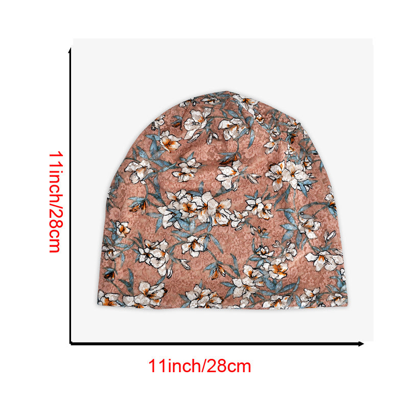 Floral Print Lace Beanie Lightweight Slouchy Chemo Hat