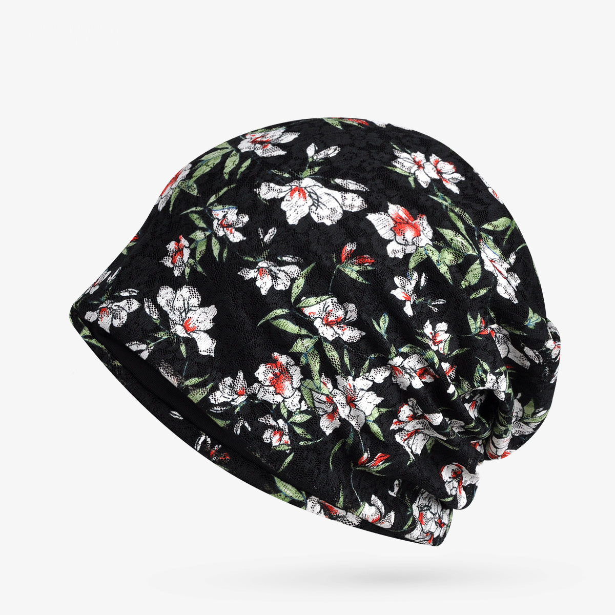 Floral Print Lace Beanie Lightweight Slouchy Chemo Hat