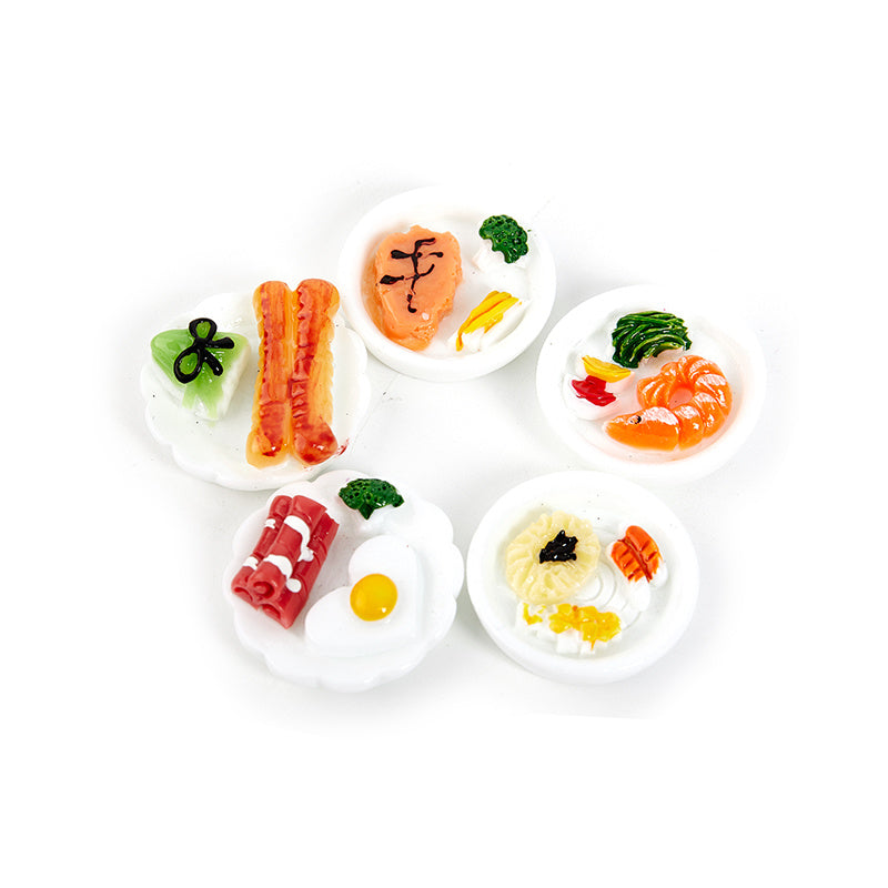 5pcs Dollhouse Breakfast Set for Dolls House Accessories