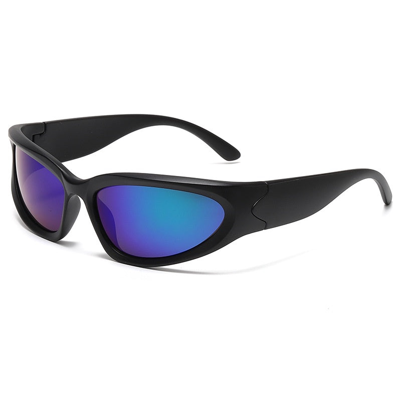 Y2K Wrap Around Sunglasses Cyberpunk Party Glasses Mirror Lens UV400