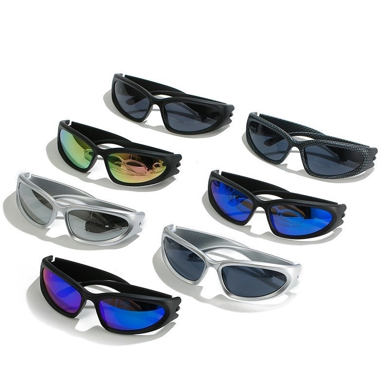 Y2K Wrap Around Sunglasses Cyberpunk Party Glasses Mirror Lens UV400