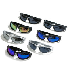 Y2K Wrap Around Sunglasses Cyberpunk Party Glasses Mirror Lens UV400