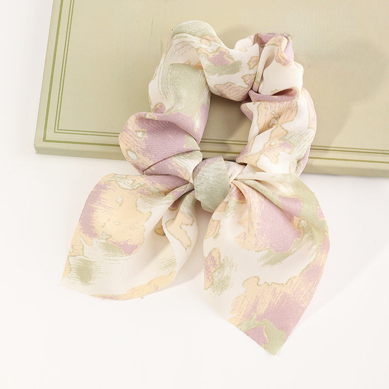 1 Pc Colorful Style Scarf Scrunchies Hair Tie Hair Rope Bow Decor Headdress