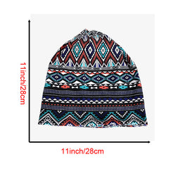 Boho Geo Print Slouchy Beanie Headband Cap Unisex Baggy Chemo Sleep Hat