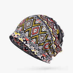 Boho Geo Print Slouchy Beanie Headband Cap Unisex Baggy Chemo Sleep Hat