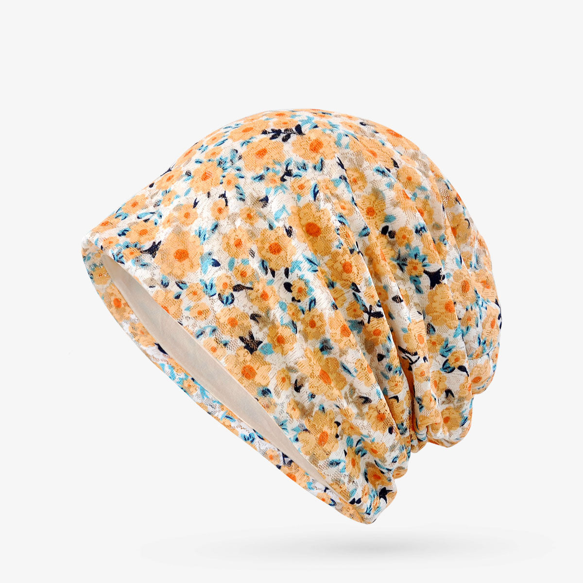 Lace Flower Print Beanie Lightweight Skull Cap For Women Men