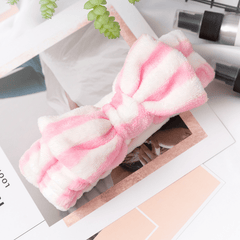 Coral Velvet Headband Bow Plush Hair Bundle Solid Wash Face Spa Headband