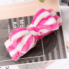 Coral Velvet Headband Bow Plush Hair Bundle Solid Wash Face Spa Headband