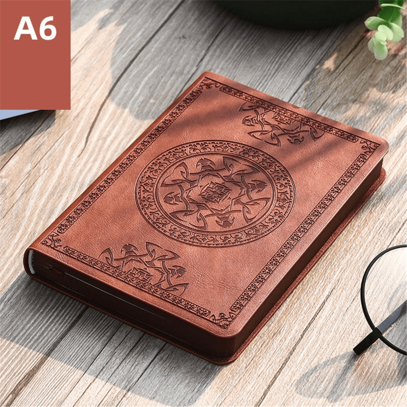 Vintage Pattern PU Leather Notebook 140 Sheets Diary Notepad Stationery
