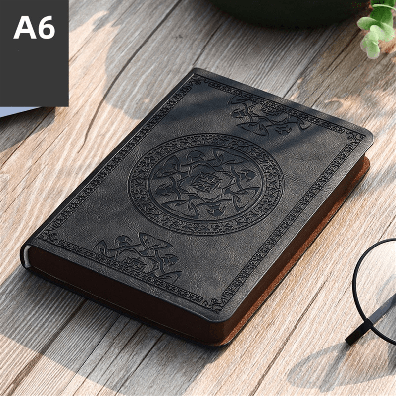 Vintage Pattern PU Leather Notebook 140 Sheets Diary Notepad Stationery