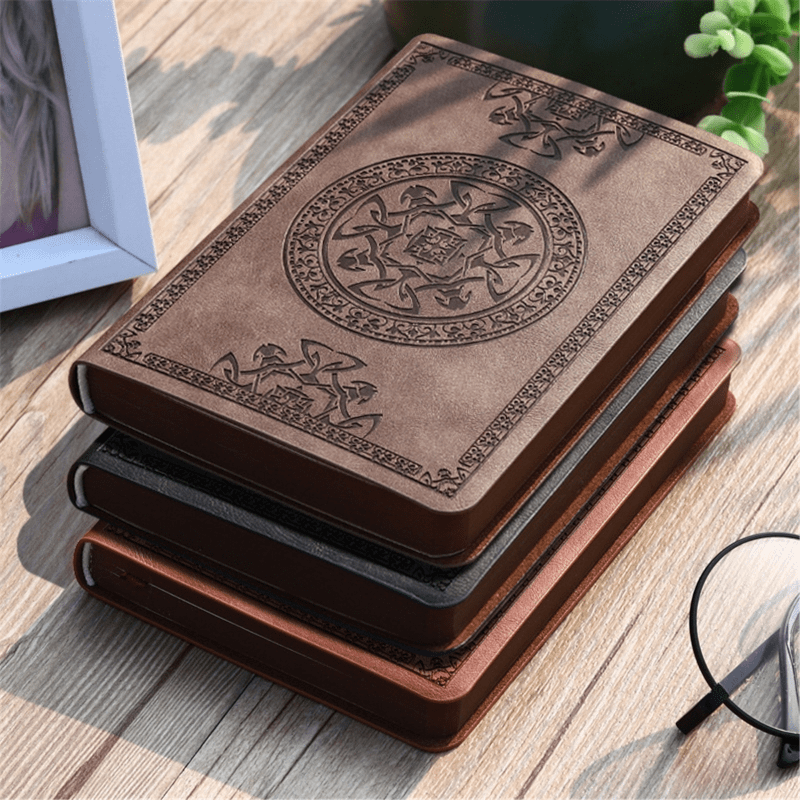 Vintage Pattern PU Leather Notebook 140 Sheets Diary Notepad Stationery