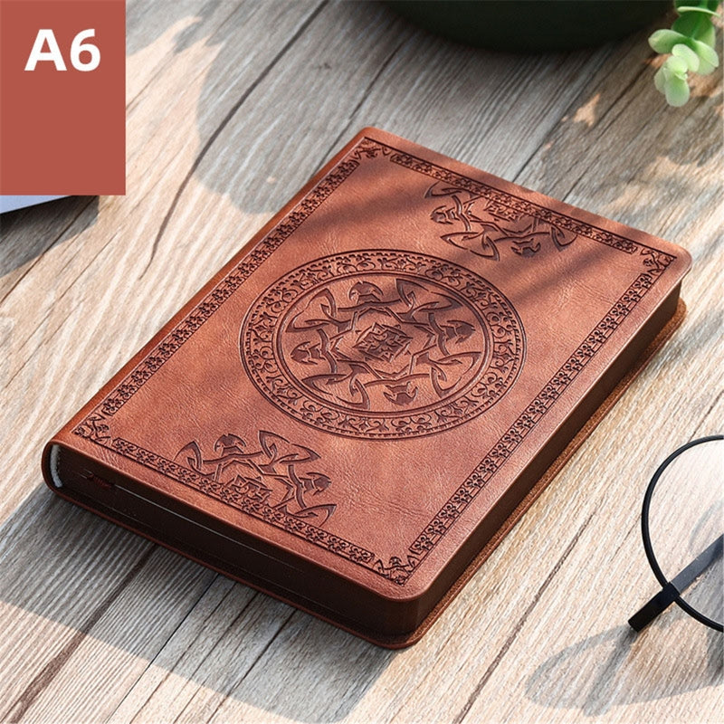 Vintage Pattern PU Leather Notebook 140 Sheets Diary Notepad Stationery