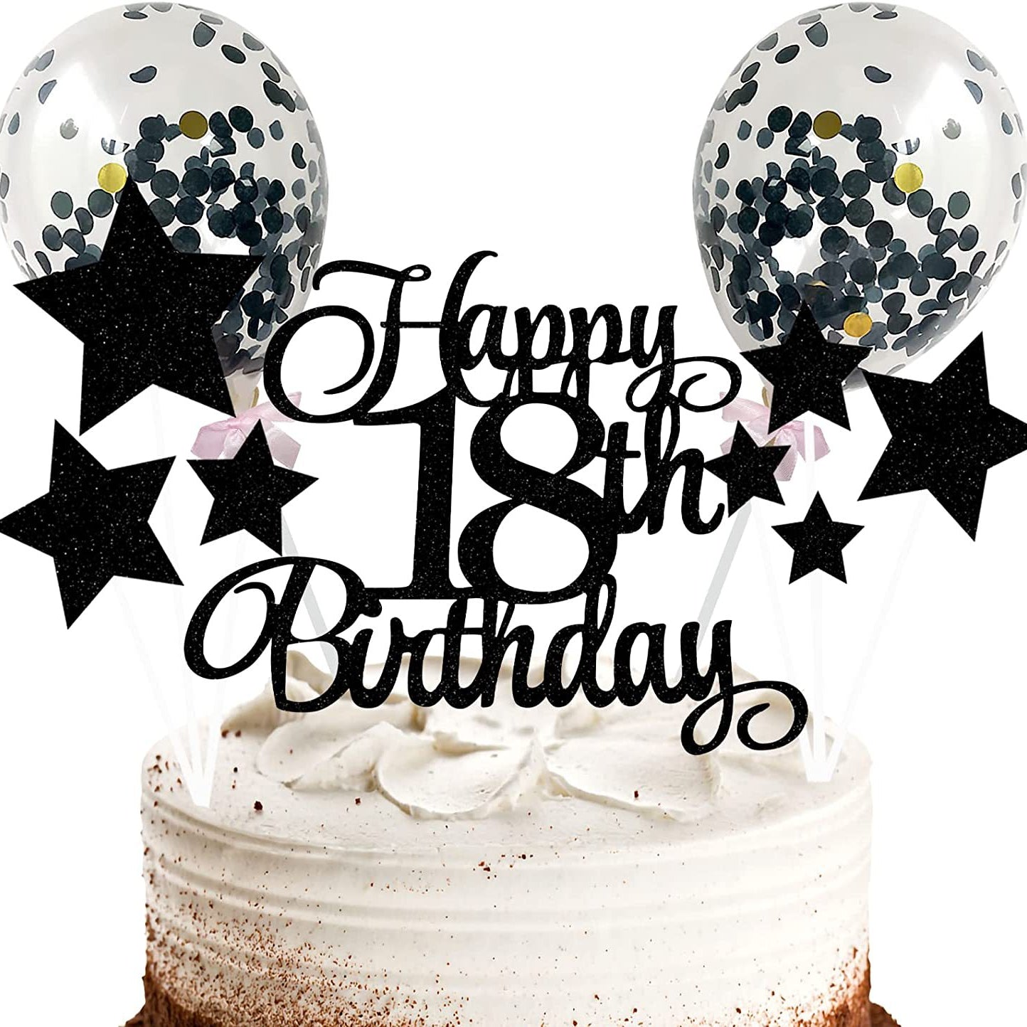 Happy Birthday Glitter Cake Decoration Kit Golden Star Theme Set
