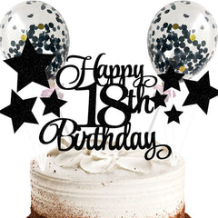 Happy Birthday Glitter Cake Decoration Kit Golden Star Theme Set