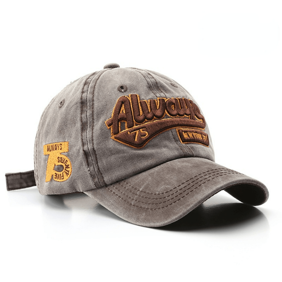 Always 75 Embroidery Baseball Cap Washed Distressed Adjustable Sun Hat Unisex