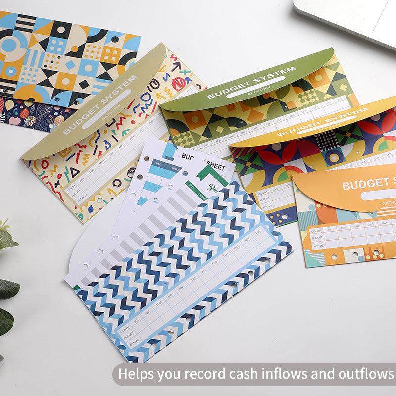 12pcs Colorful Marble Pattern Budget Card for Finance Budget Plan Business