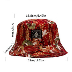 Goldfish Embroidery Bucket Hat Reversible Hip Hop Couple Basin Hat Unisex