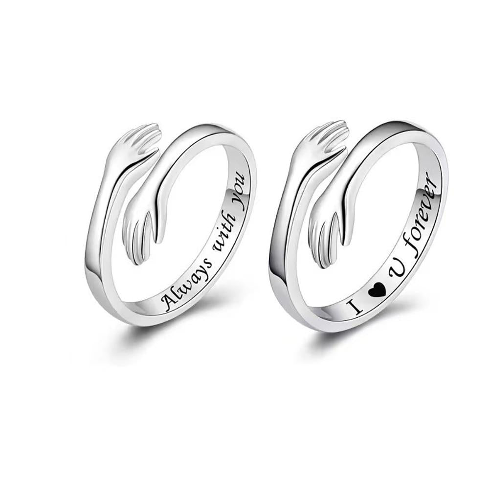 Adjustable Couple Hug Ring Wedding Band Wrap Hand Ring Jewelry