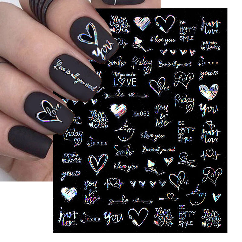 1pcs Heart & Flower 3D Laser Nail Stickers Nail Art Decoration & Accessories