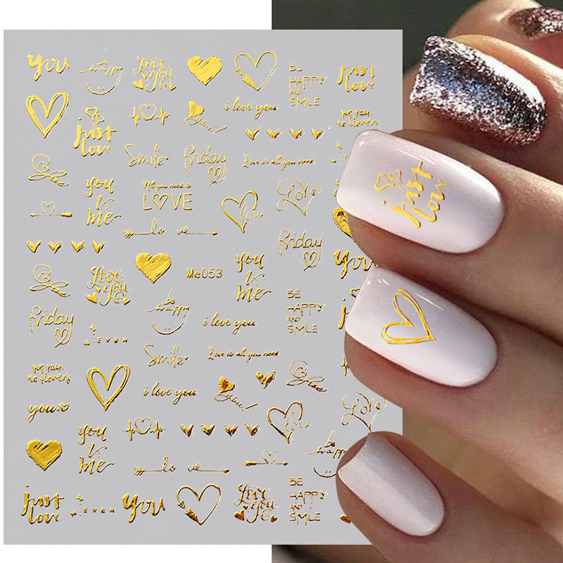 1pcs Heart & Flower 3D Laser Nail Stickers Nail Art Decoration & Accessories