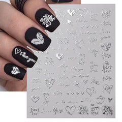 1pcs Heart & Flower 3D Laser Nail Stickers Nail Art Decoration & Accessories