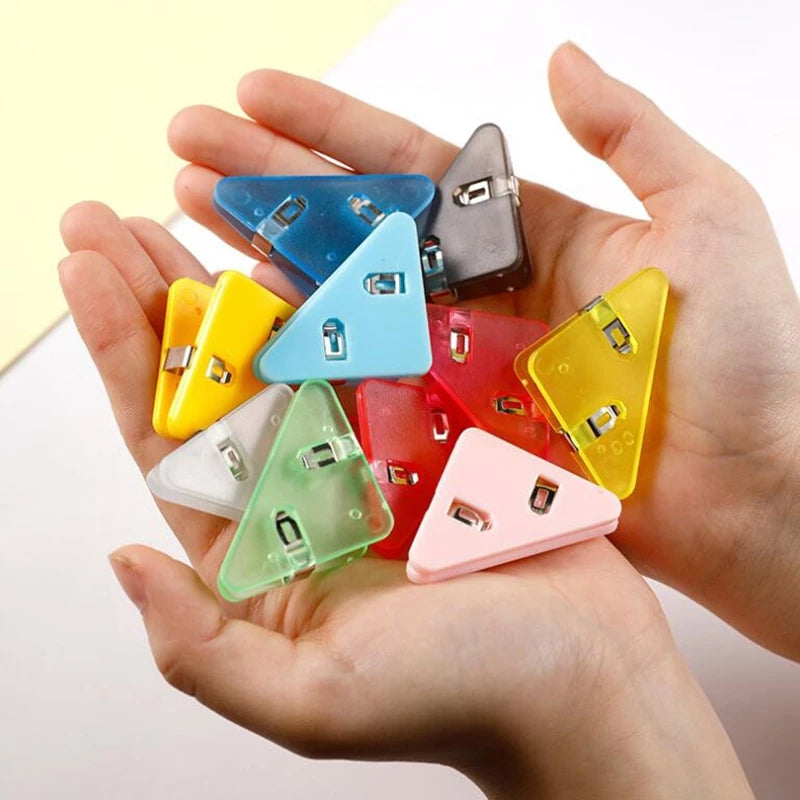 10pcs Triangle Binder Transparent File Corner Clip School Supplies