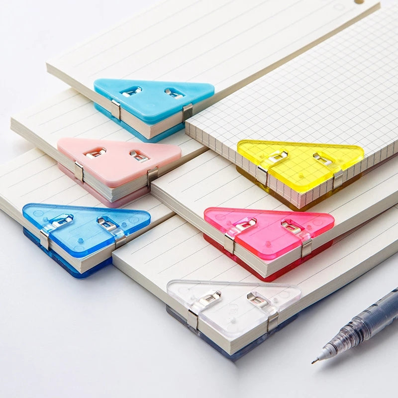 10pcs Triangle Binder Transparent File Corner Clip School Supplies