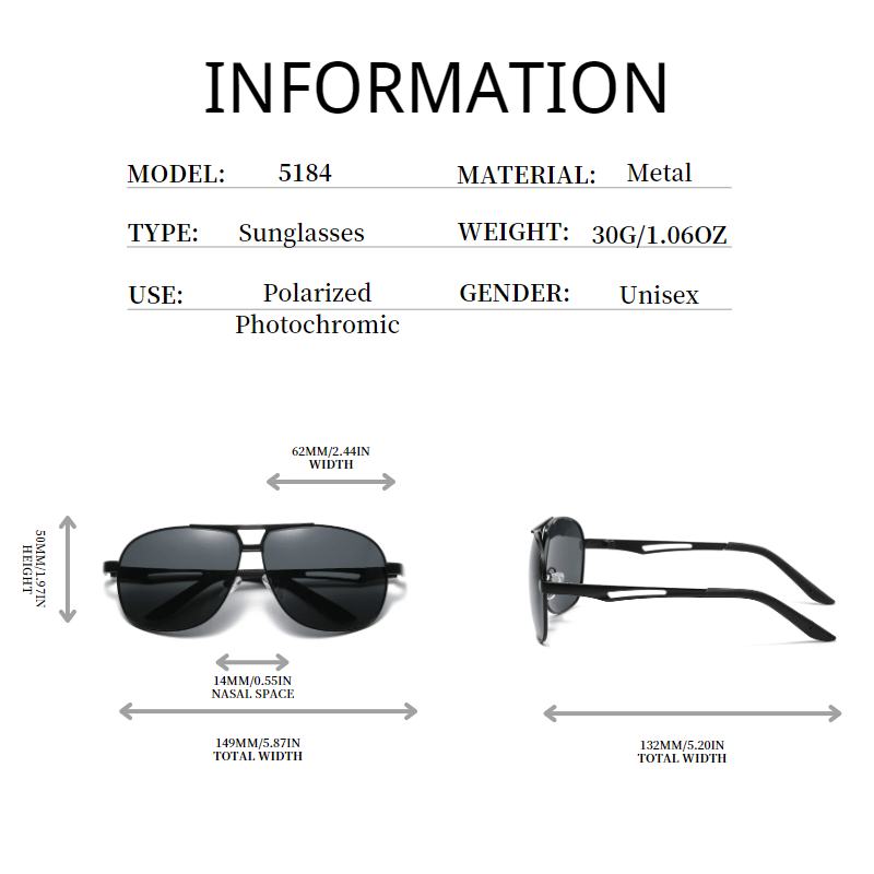 Men's Polarized Photochromic Driving Sunglasses UV400 Retro Style