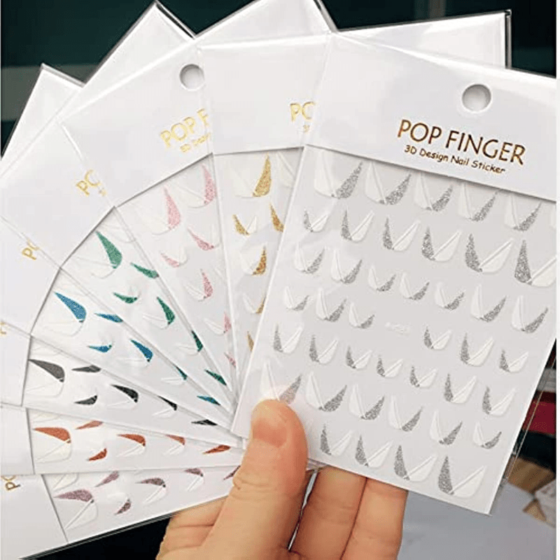 French Nail Art Sticker 3D Self Adhesive Decals V Shape Nail Guides