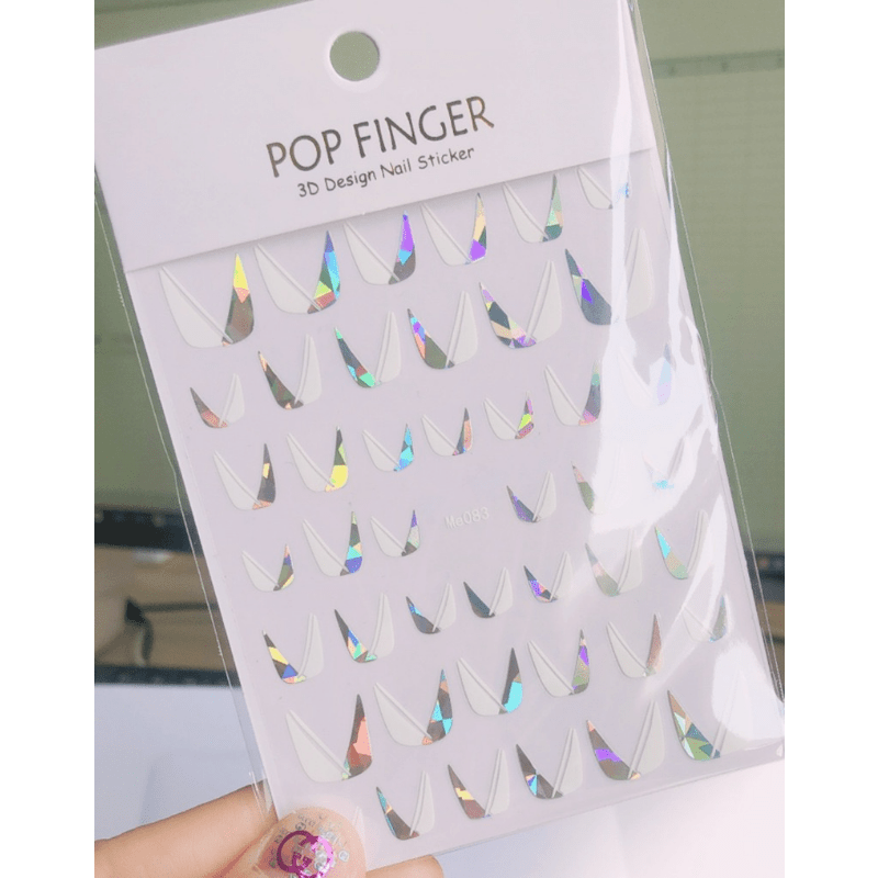 French Nail Art Sticker 3D Self Adhesive Decals V Shape Nail Guides