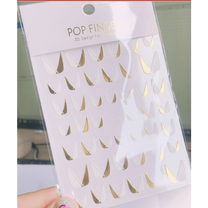 French Nail Art Sticker 3D Self Adhesive Decals V Shape Nail Guides