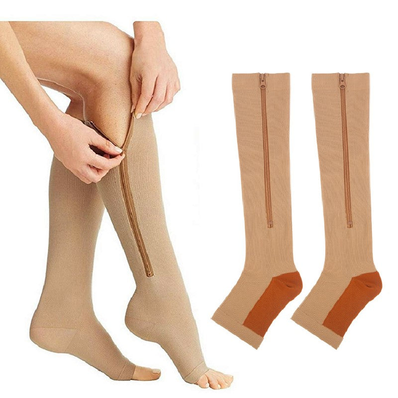 Unisex Compression Socks with Zipper for Circulation & Swelling Relief
