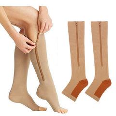 Unisex Compression Socks with Zipper for Circulation & Swelling Relief