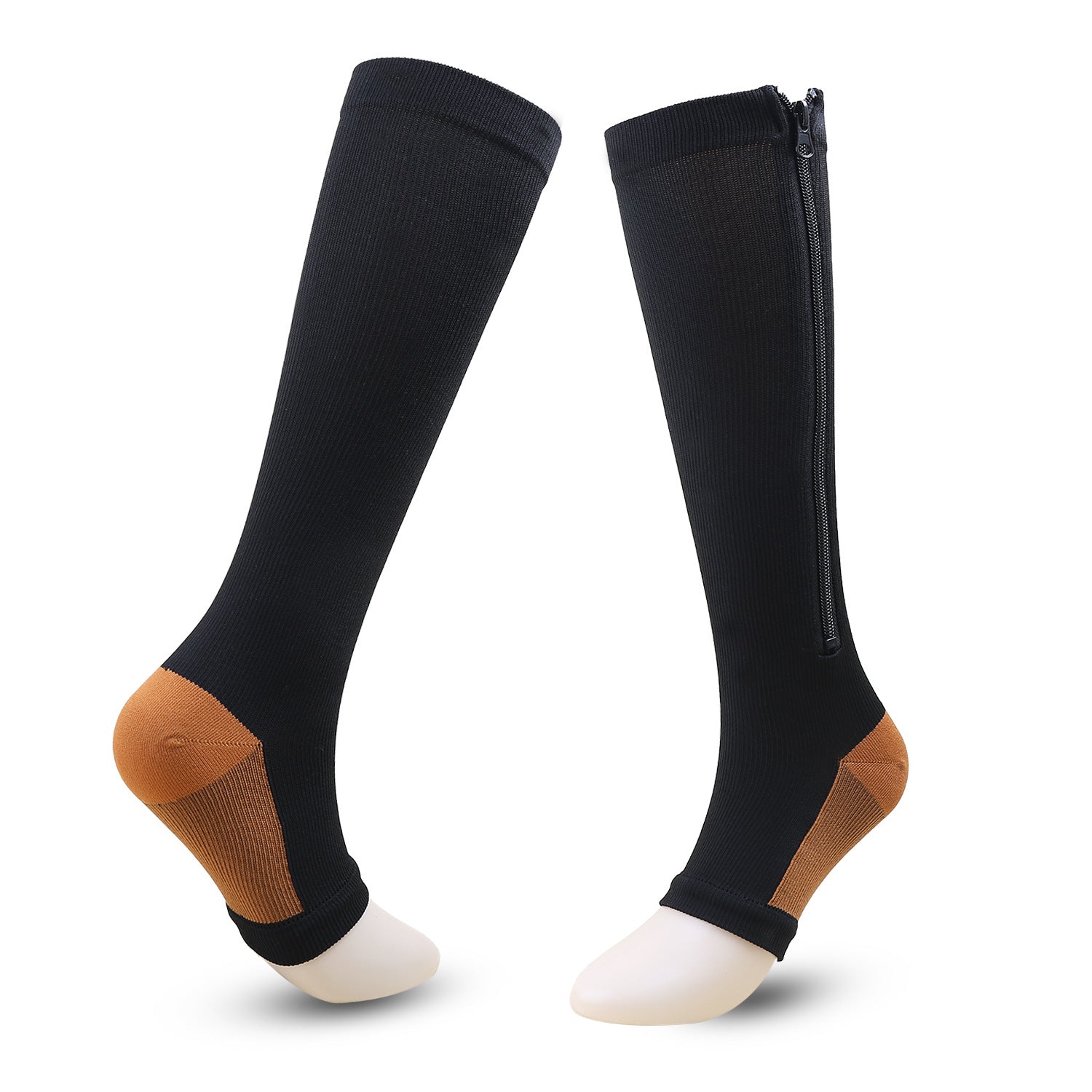 Unisex Compression Socks with Zipper for Circulation & Swelling Relief