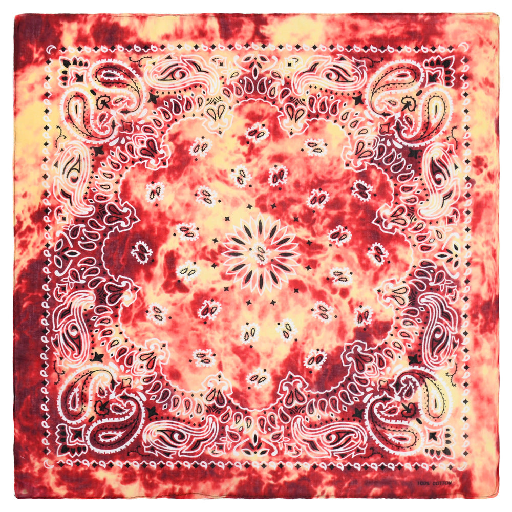 Paisley Print Tie Dye Bandana Casual Square Scarf