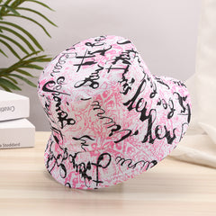 Letter Graffiti Print Bucket Hats Reversible Sunscreen Basin Hats