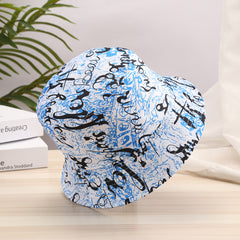 Letter Graffiti Print Bucket Hats Reversible Sunscreen Basin Hats