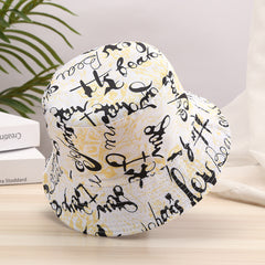 Letter Graffiti Print Bucket Hats Reversible Sunscreen Basin Hats