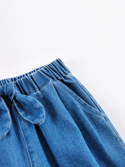 MARC&JANIE Girls Denim Cropped Pants Loose fit Summer Kids Clothes