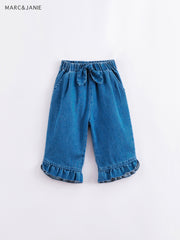 MARC&JANIE Girls Denim Cropped Pants Loose fit Summer Kids Clothes