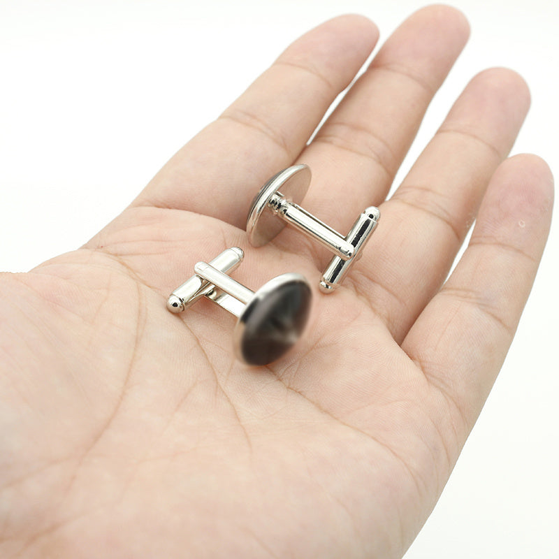 Circuit Board Photos Cufflinks Glass Gem Rhodium Plated Base Jewelry
