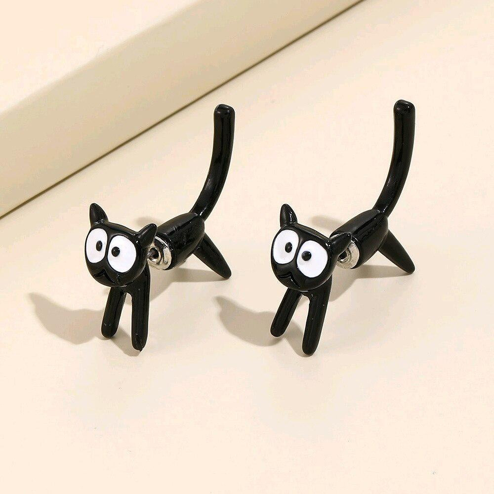 Cartoon Cat Stud Earrings for Girls