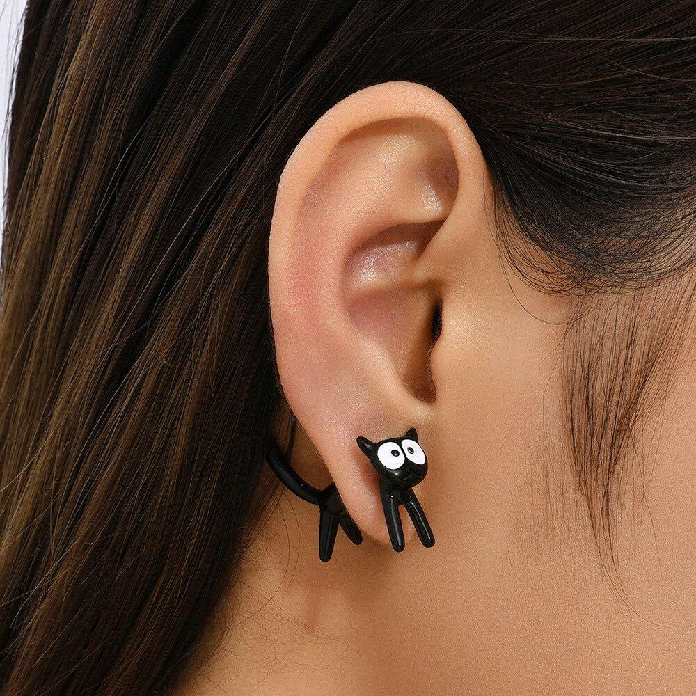 Cartoon Cat Stud Earrings for Girls