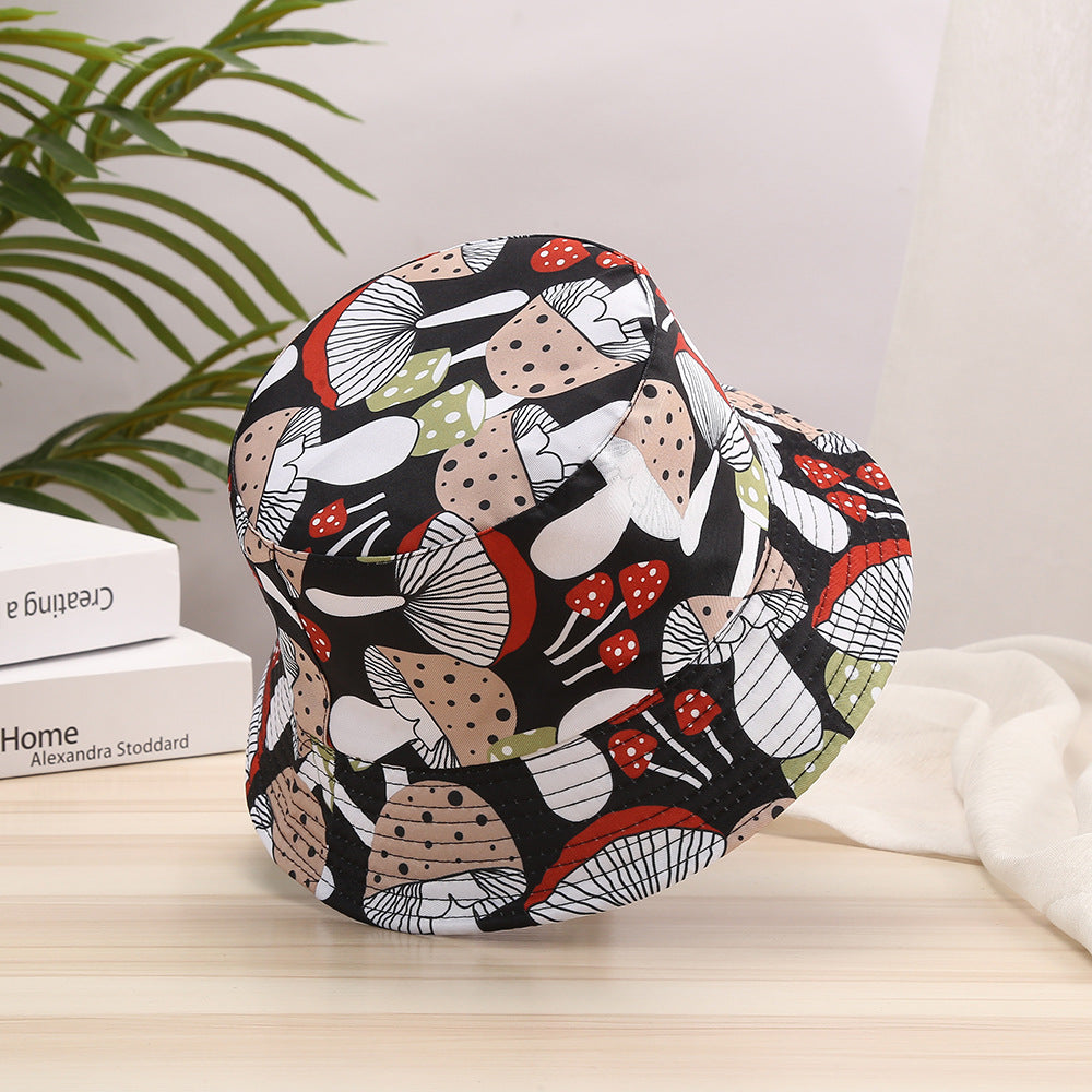 Cartoon Mushroom Bucket Hat Sunscreen Casual Sun Hat Printed Fisherman Cap