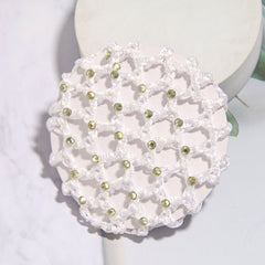Crochet Hair Bun Cover With Rhinestones Solid Head Bun Net Hair Accessories