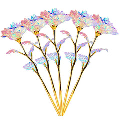 10pcs Rose Golden Crystal Artificial Rose Flower