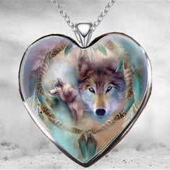Indian Wolf Head Pendant Necklace