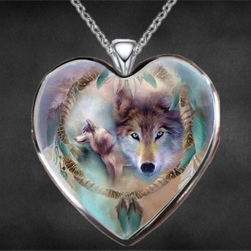 Indian Wolf Head Pendant Necklace