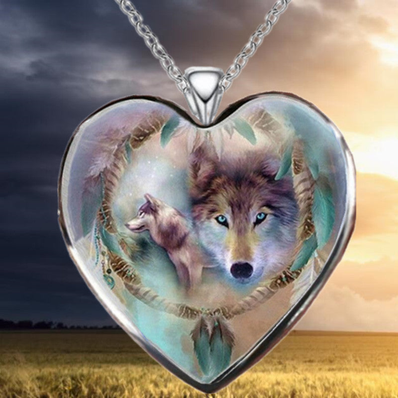 Indian Wolf Head Pendant Necklace
